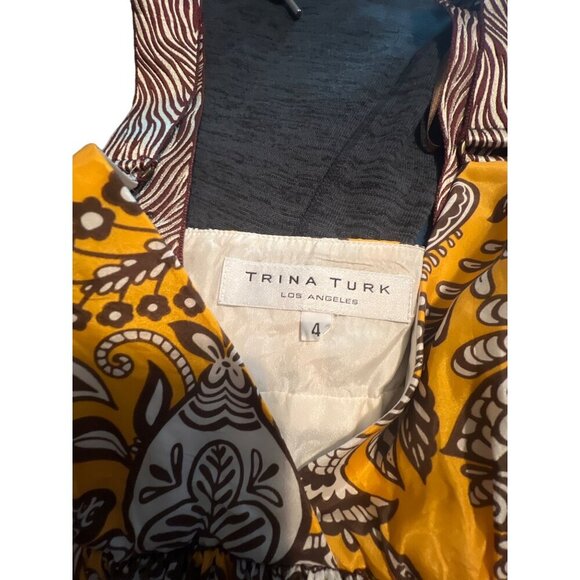 Trina Turk Dress Silk Toucan Obon Zebra Paisley Size 4 - Picture 4 of 5